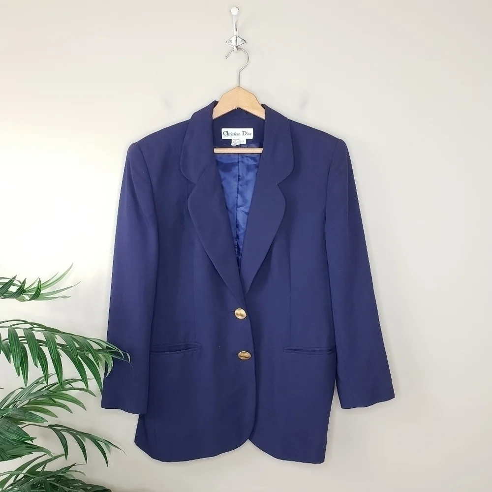 Vintage Christian Dior | Navy Blue Blazer Size 12